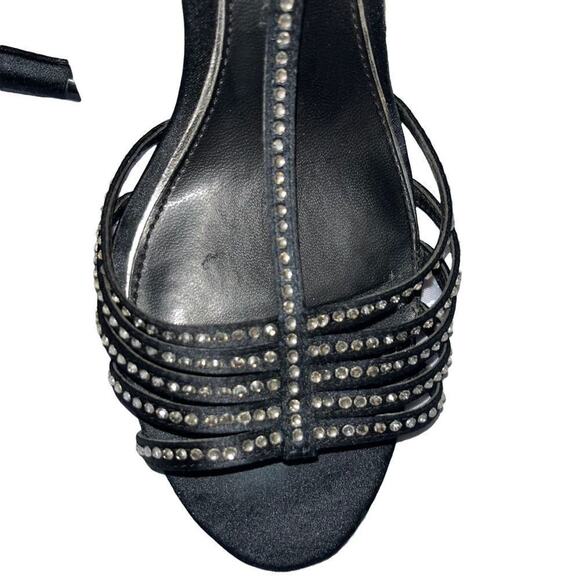 Lauren Ralph Lauren black strap heel sandals with rhinestones 8 - Picture 6 of 6